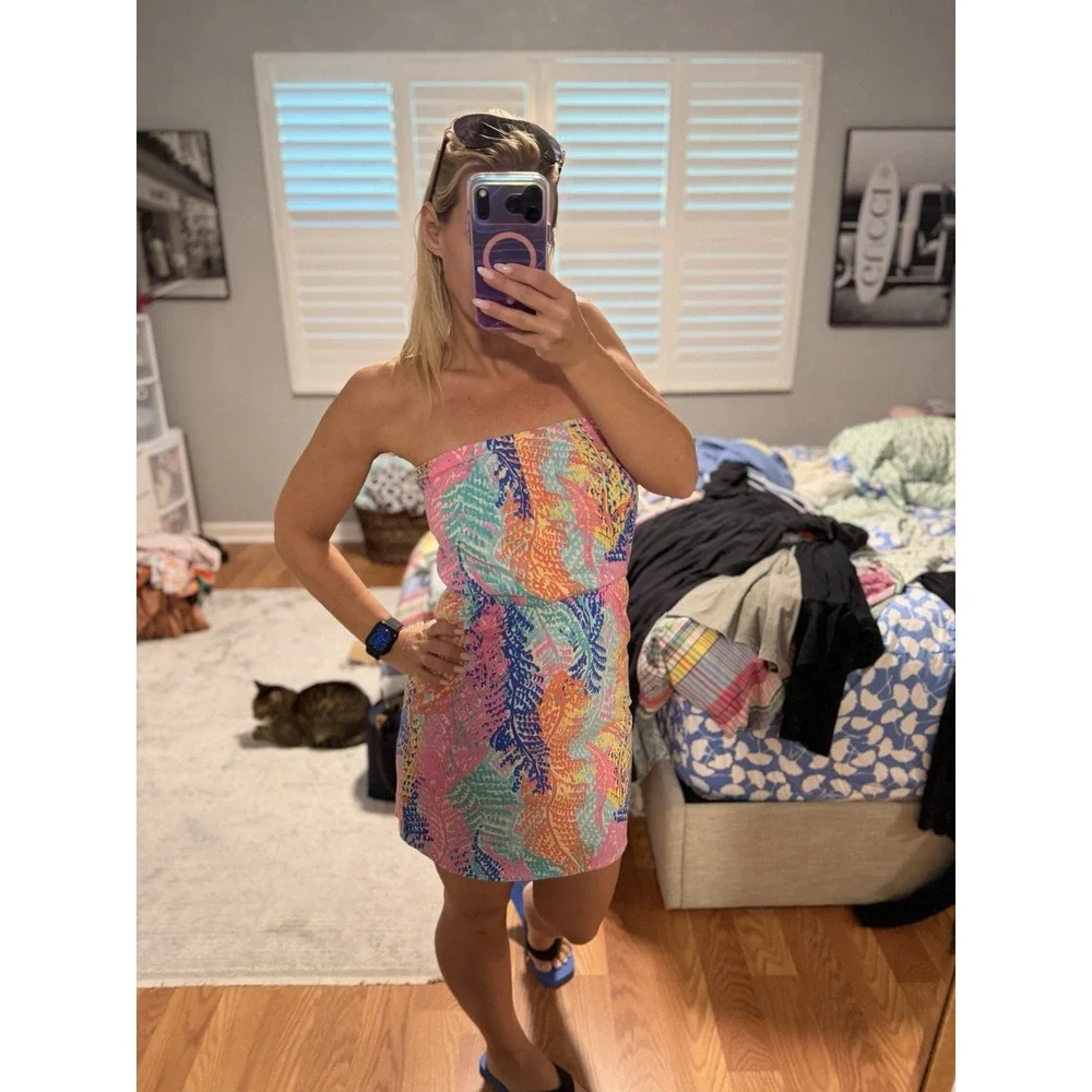 Lilly Pulitzer Windsor Strapless Dress -Electric Feel Size XS coverup Beachy - Picture 2 of 16